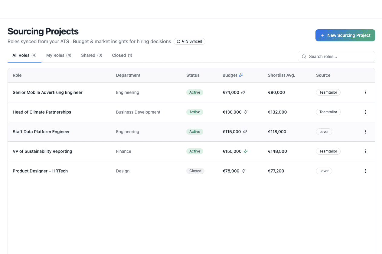 Clarvo's live salary benchmarking tool